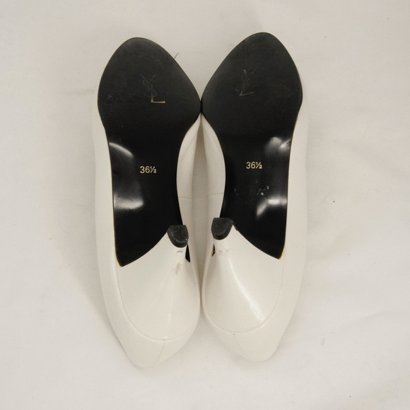 Vintage Yves Saint Laurent YSL White Leather Pumps Heels - Picture 9 of 9